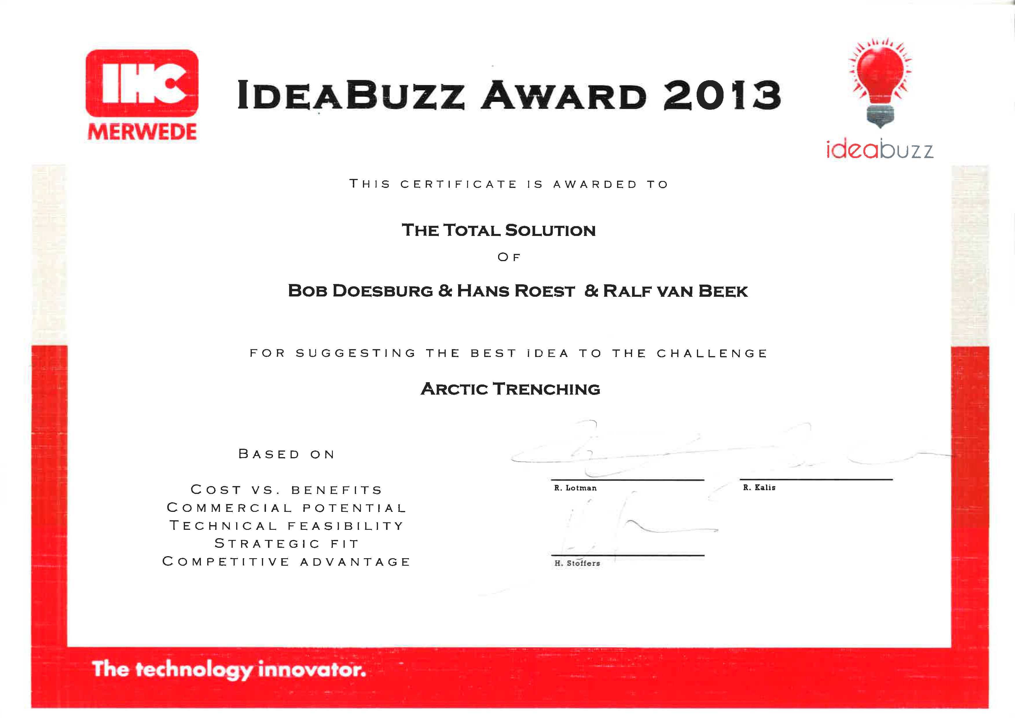 Winning IdeaBuzz Competition 2013 - J.B.v.Doesburg