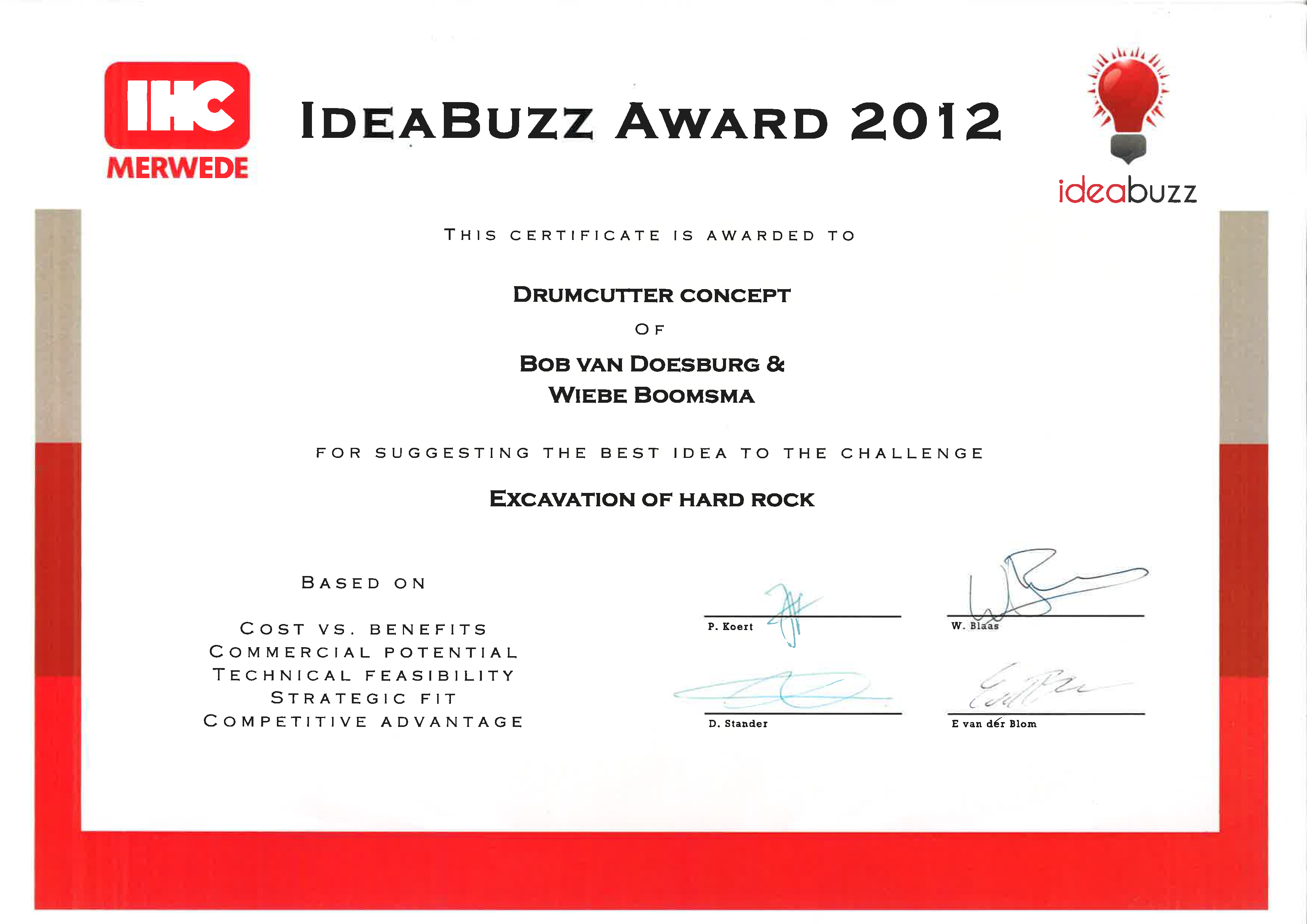 Winning IdeaBuzz Competition 2012 - J.B.v.Doesburg